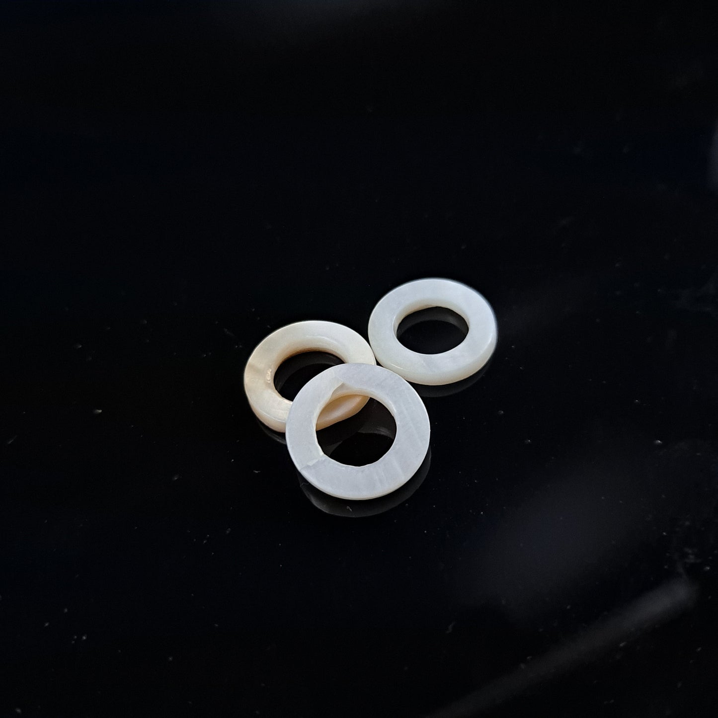 3 Pack Mother of Pearl Dread Bead Rings - 8mm bead holes - Shell Dread Beads, White mother of pearl Stone Dread Beads
