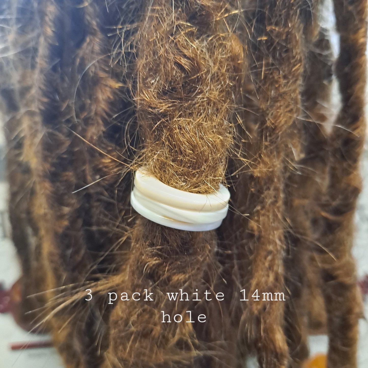 3 Pack Mother of Pearl Dread Bead Rings - 14mm bead holes - Shell Dread Beads, White mother of pearl Stone Dread Beads