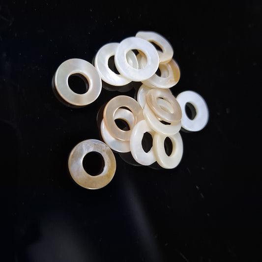 3 Pack Mother of Pearl Dread Bead Rings - 6mm bead holes - Shell Dread Beads, White mother of pearl Stone Dread Beads