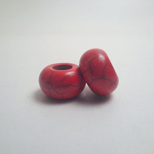 Red Howlite Dread Beads // 6mm Bead Hole - 2 pack // Rainbow Dread Bead, Stone dread beads, Dread Jewelry, Dread Accessories