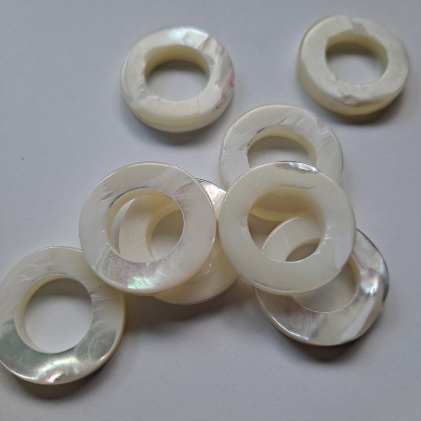 2 Mother of Pearl Dread Bead Rings - 12mm bead holes - Shell Dread Beads, White mother of pearl Stone Dread Beads