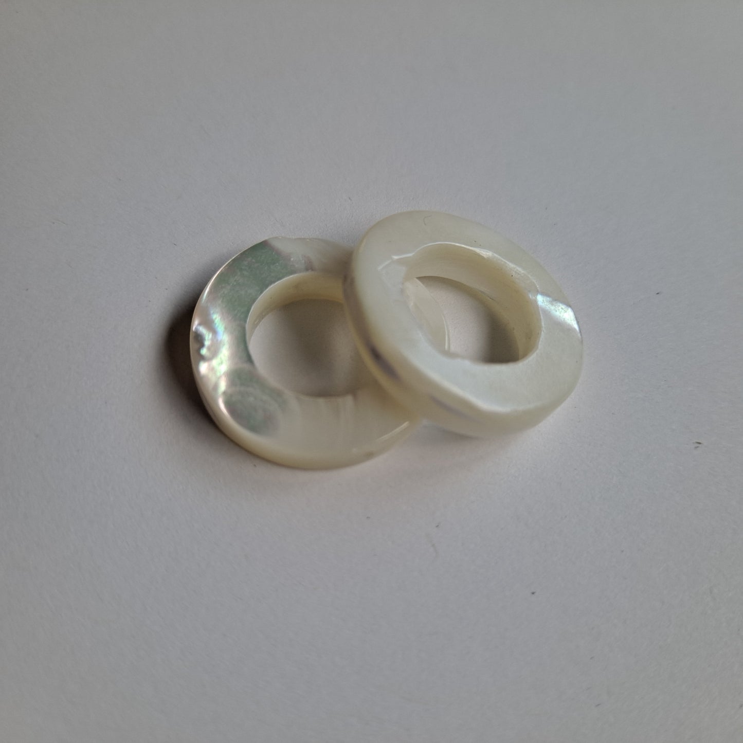 2 Mother of Pearl Dread Bead Rings - 12mm bead holes - Shell Dread Beads, White mother of pearl Stone Dread Beads