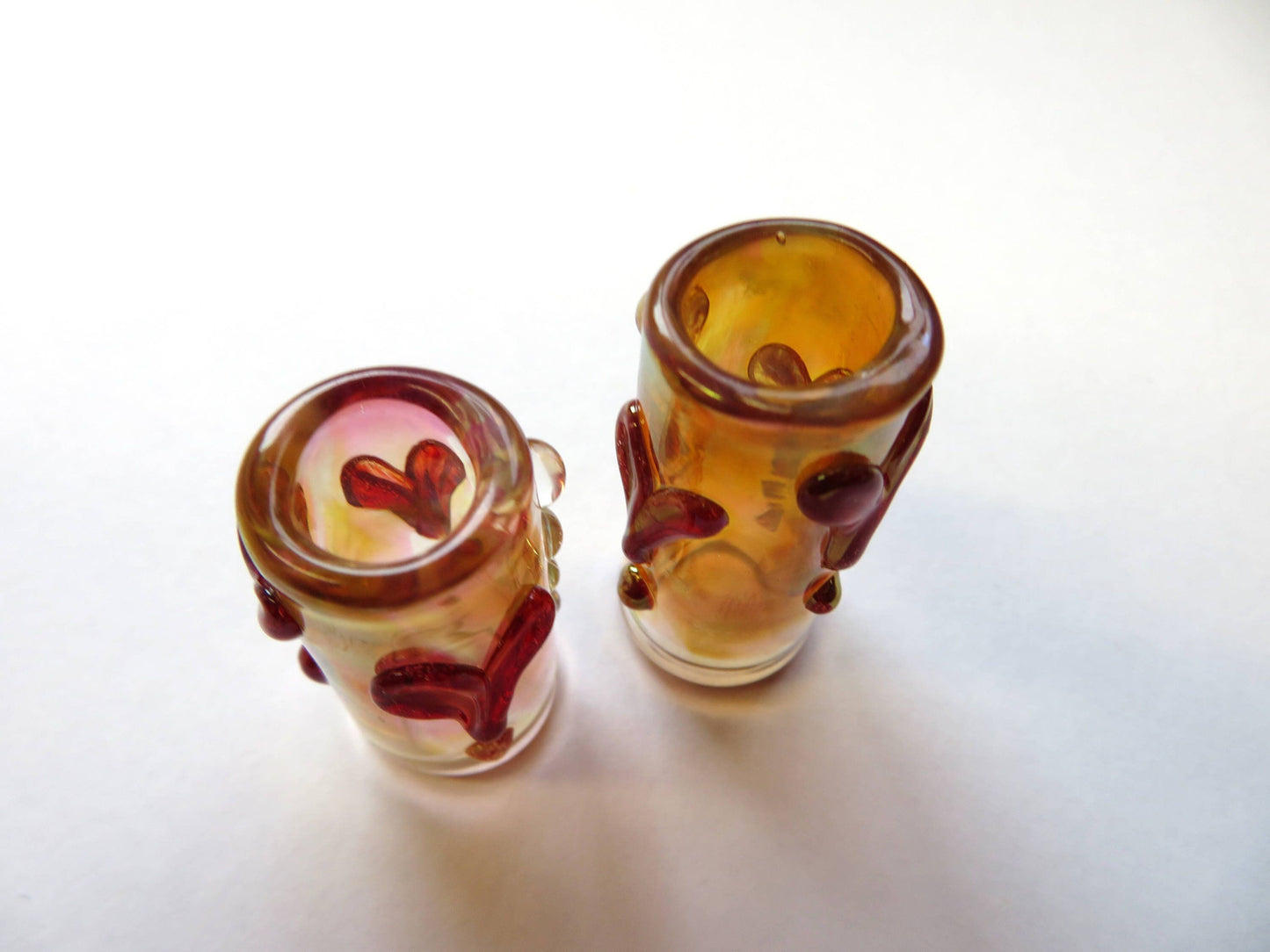 Heart Glass Dread Bead, CUSTOM Bead Hole Sizes 4-16mm