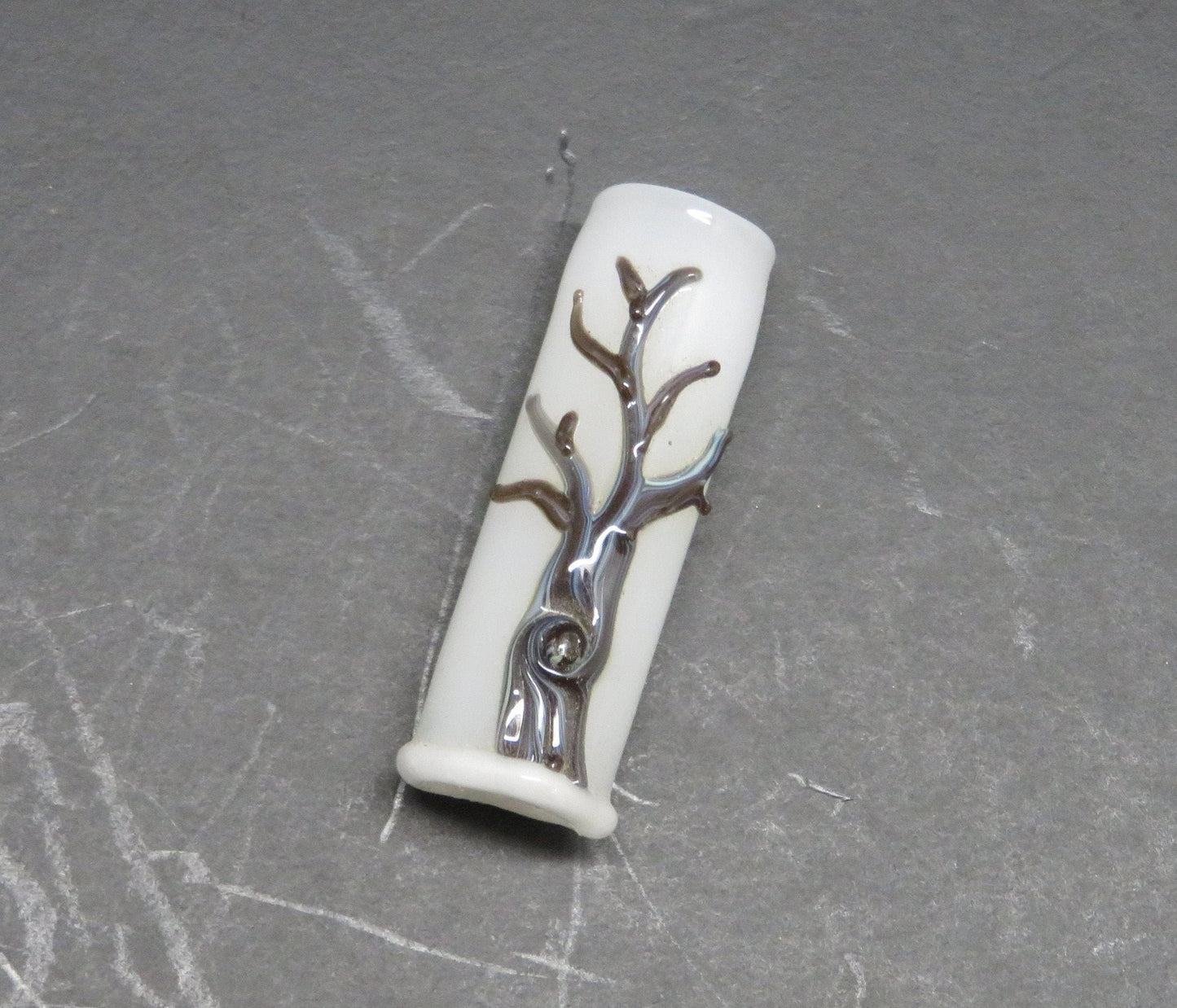 Winter Tree of life Glass Dread Bead, CUSTOM Bead Hole Sizes 4-16mm