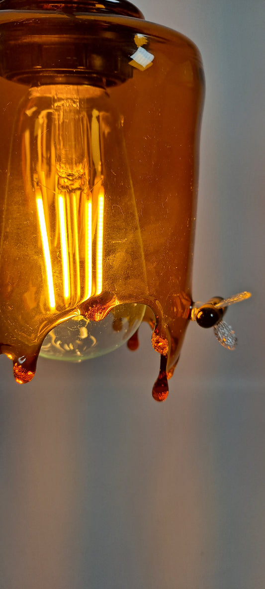 Amber Honey Drip Glass Lamp, Bee Lamp Collection, Swag Lamp