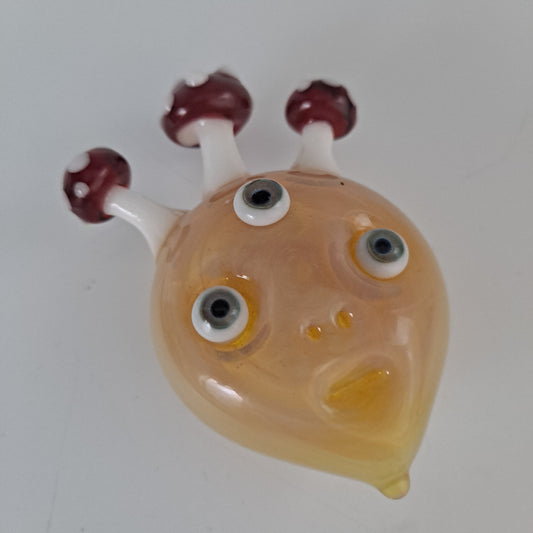 3 Eyed Mushroom Man Blown Glass Pendant Necklace - Limited Edition 00207
