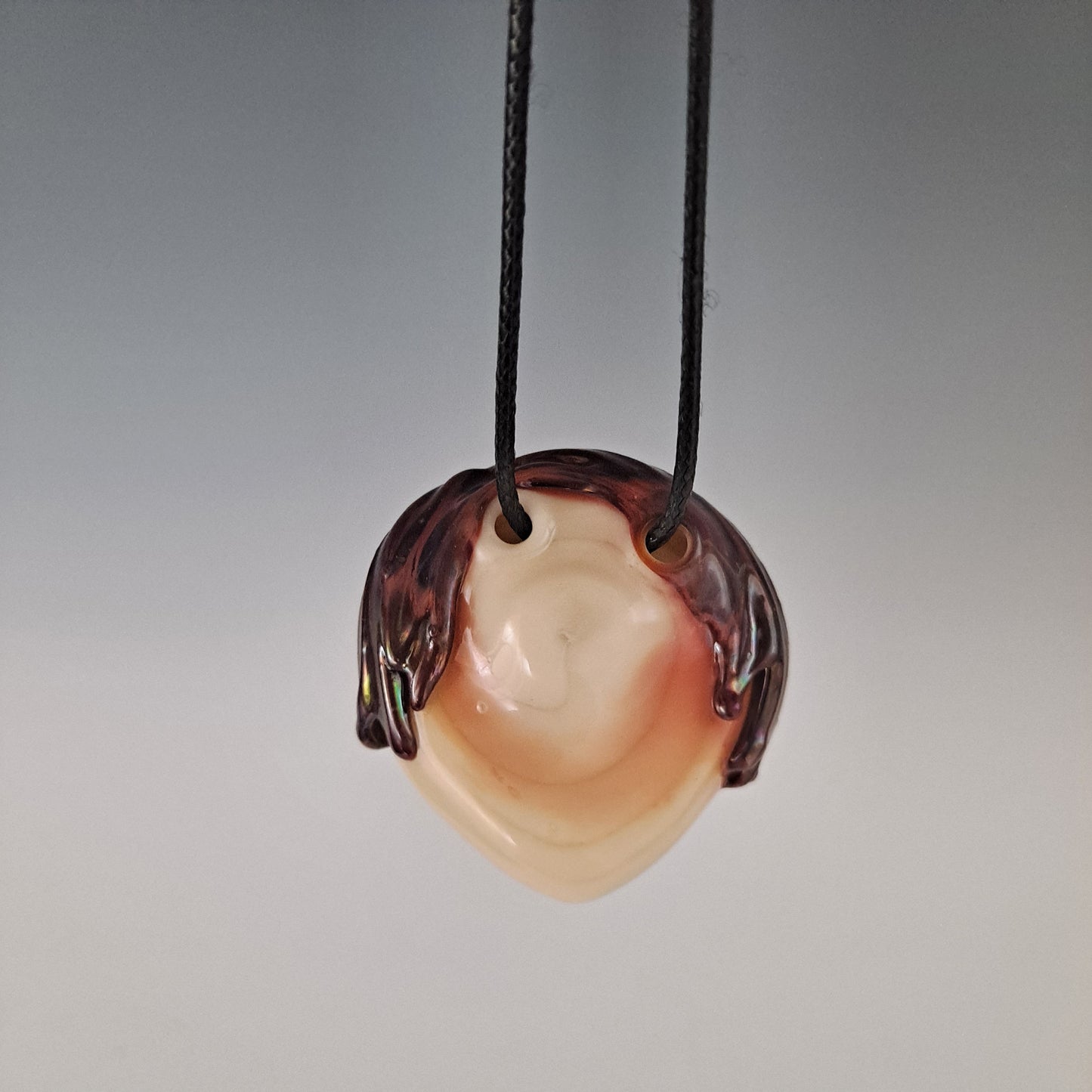 Limited Edition Big Eyed Girl Blown Glass Face Pendant 0206 - Handcrafted Necklace