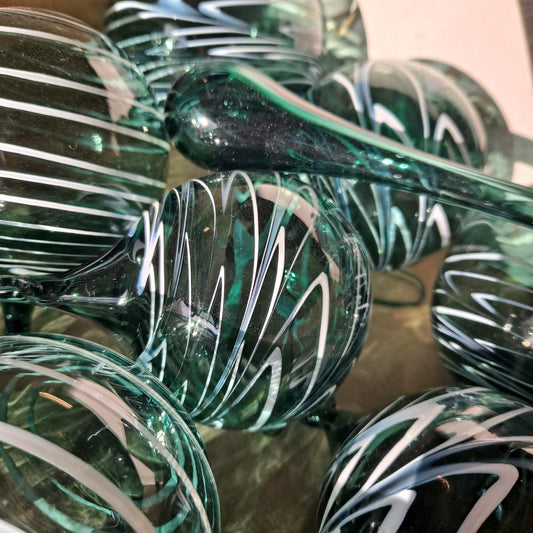 Hand Blown Glass Teal Ornament Collection