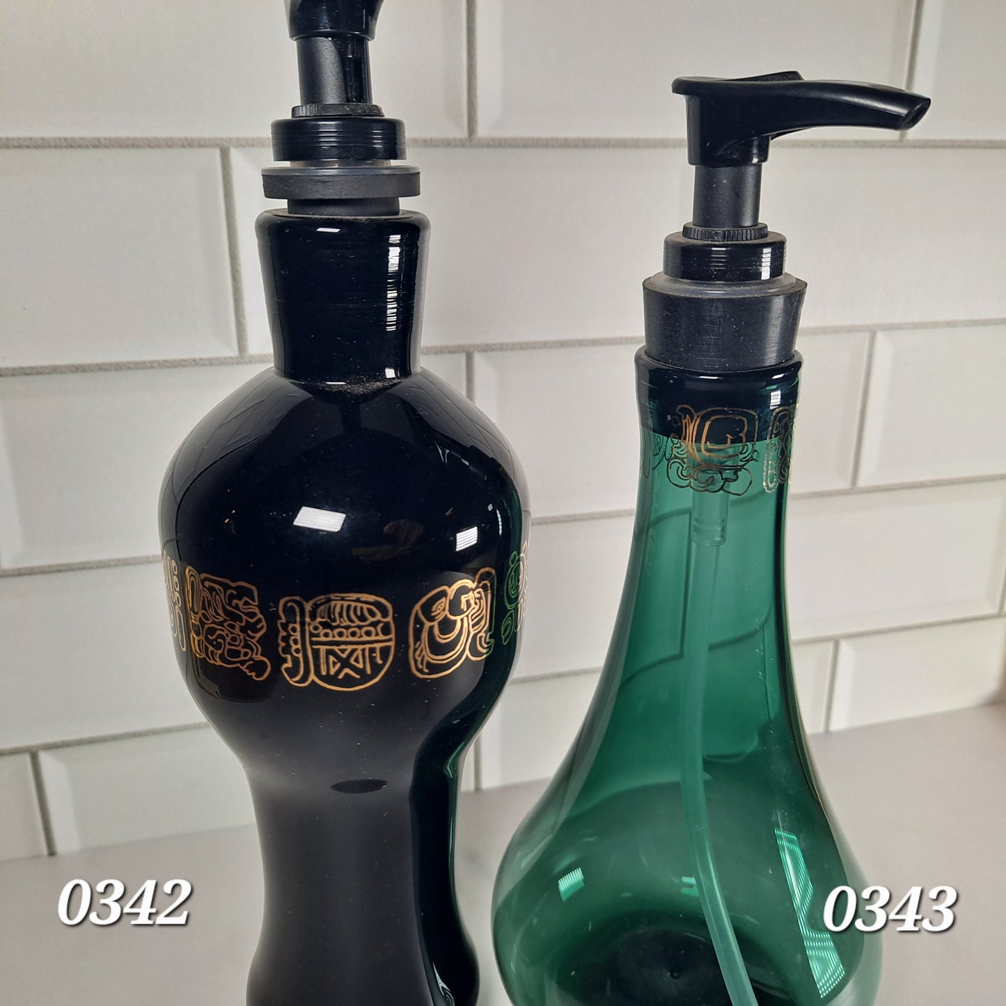 Silver and Gold Handblown Glass Soap/Oil Bottle Collection