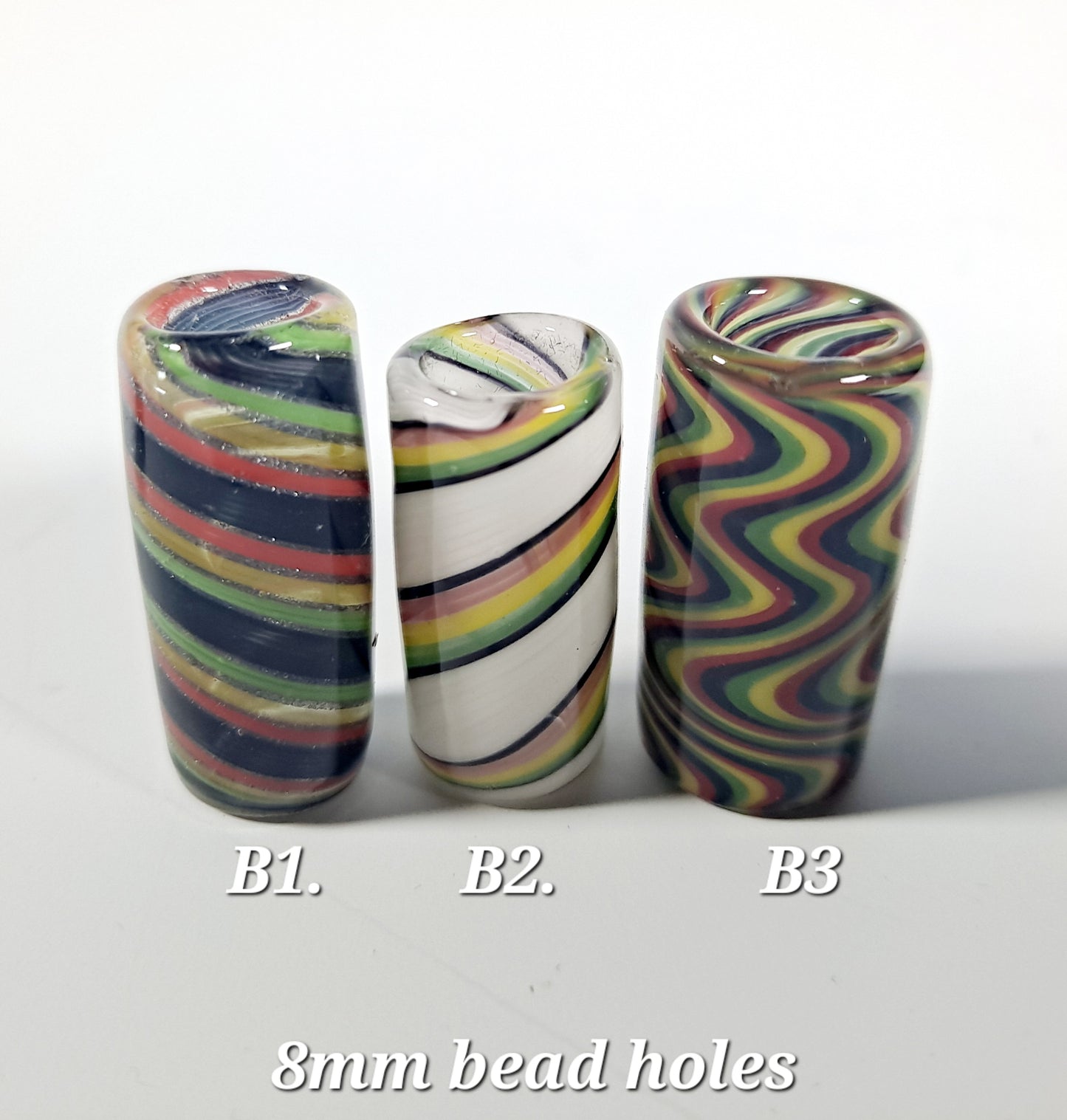 Full Color Glass Dread Beads, Bead Hole Sizes 6mm, 8mm, 10mm, Ready to Ship