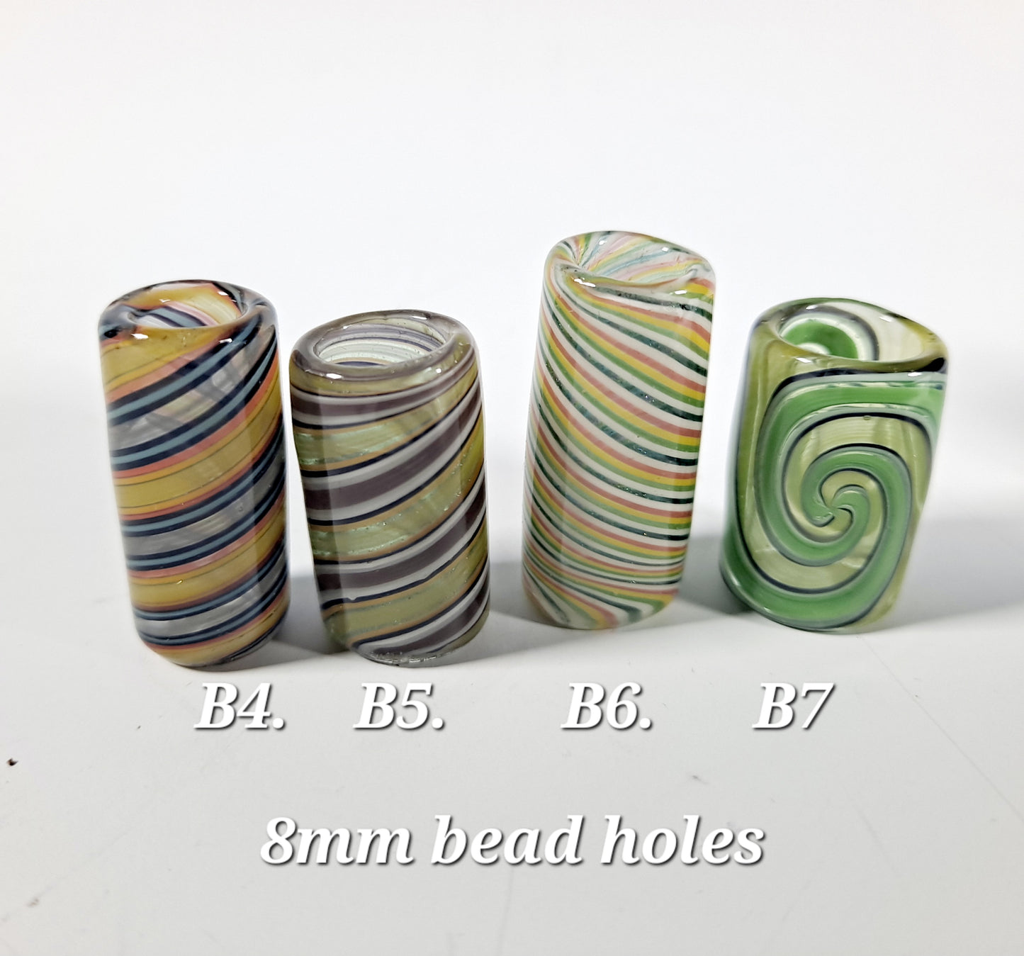 Full Color Glass Dread Beads, Bead Hole Sizes 6mm, 8mm, 10mm, Ready to Ship