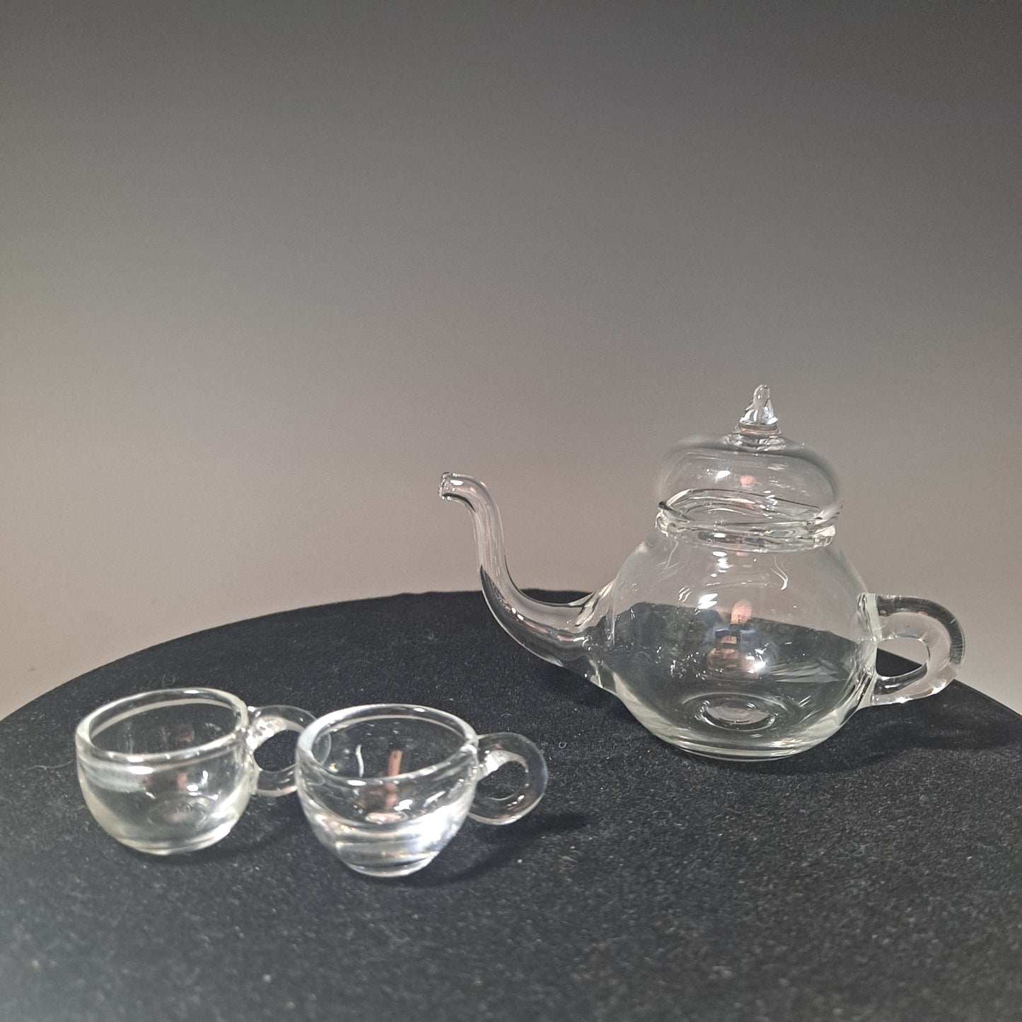 Miniature Glass Tea Pot and Cups 1:6 scale