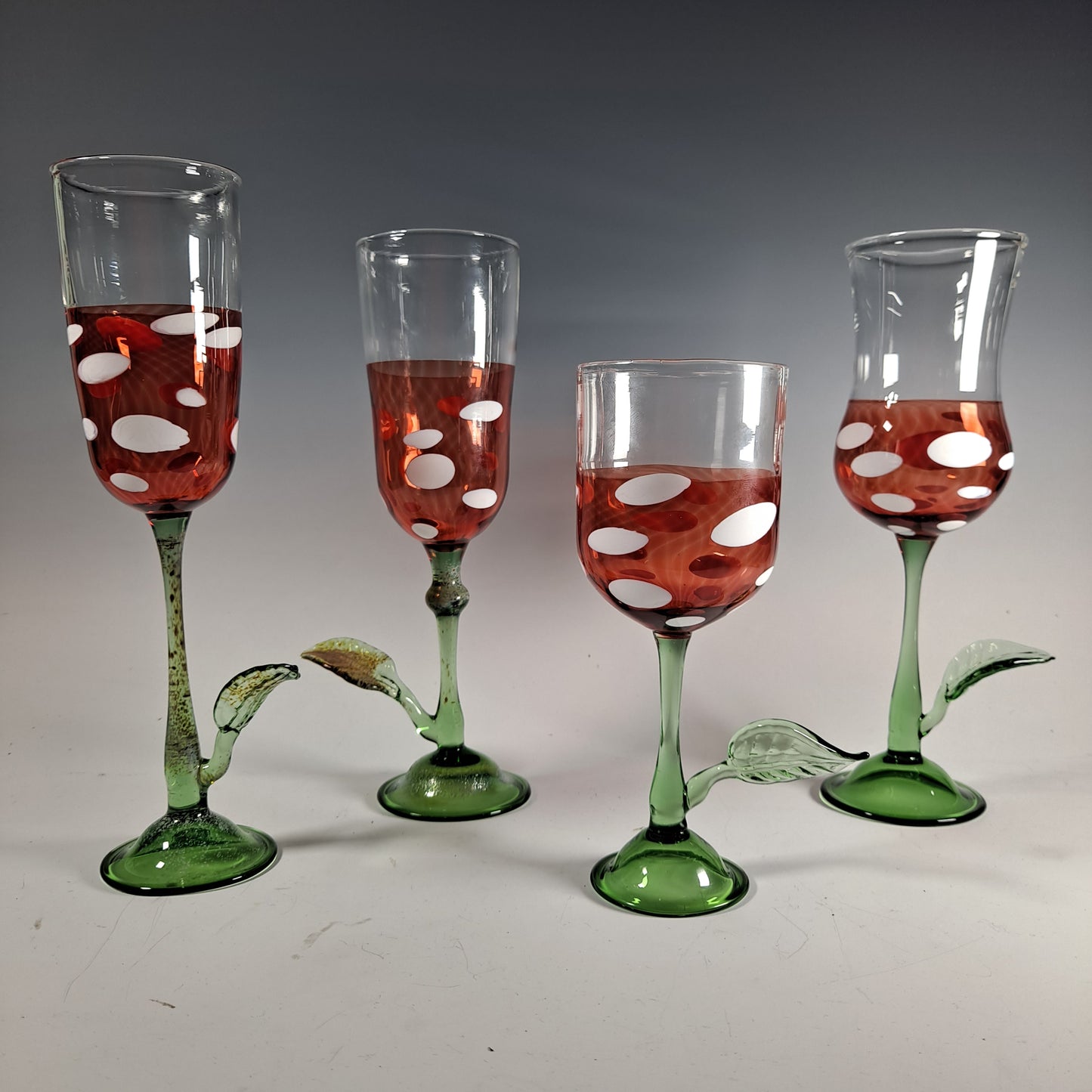 Piranha Plant Mushroom Flower Hand Blown Wine Glass, Ready To Ship