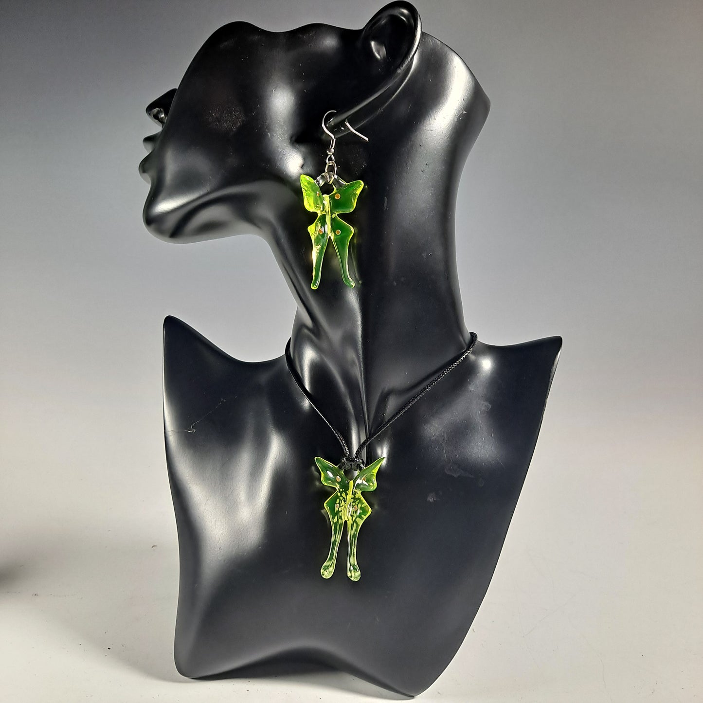 Glowing Luna Moth Jewelry, Glow in Black light