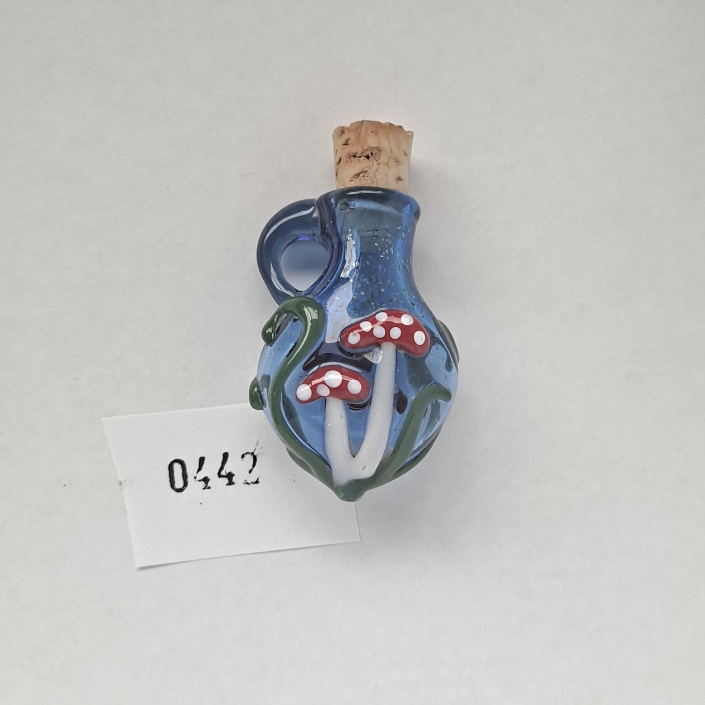 Handblown Glass Mushroom Potion Bottle Necklace - Renaissance Faire Accessories