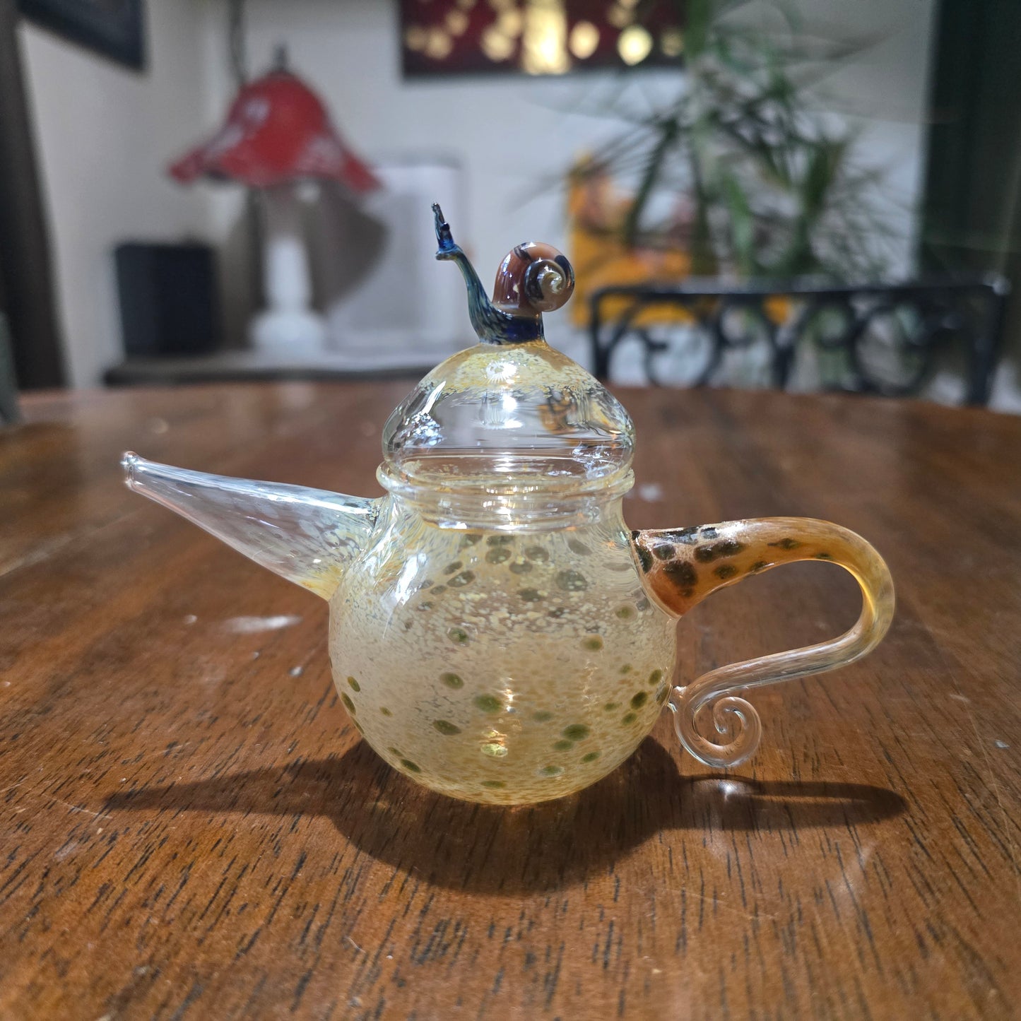 Miniature Glass Tea Pot with snail