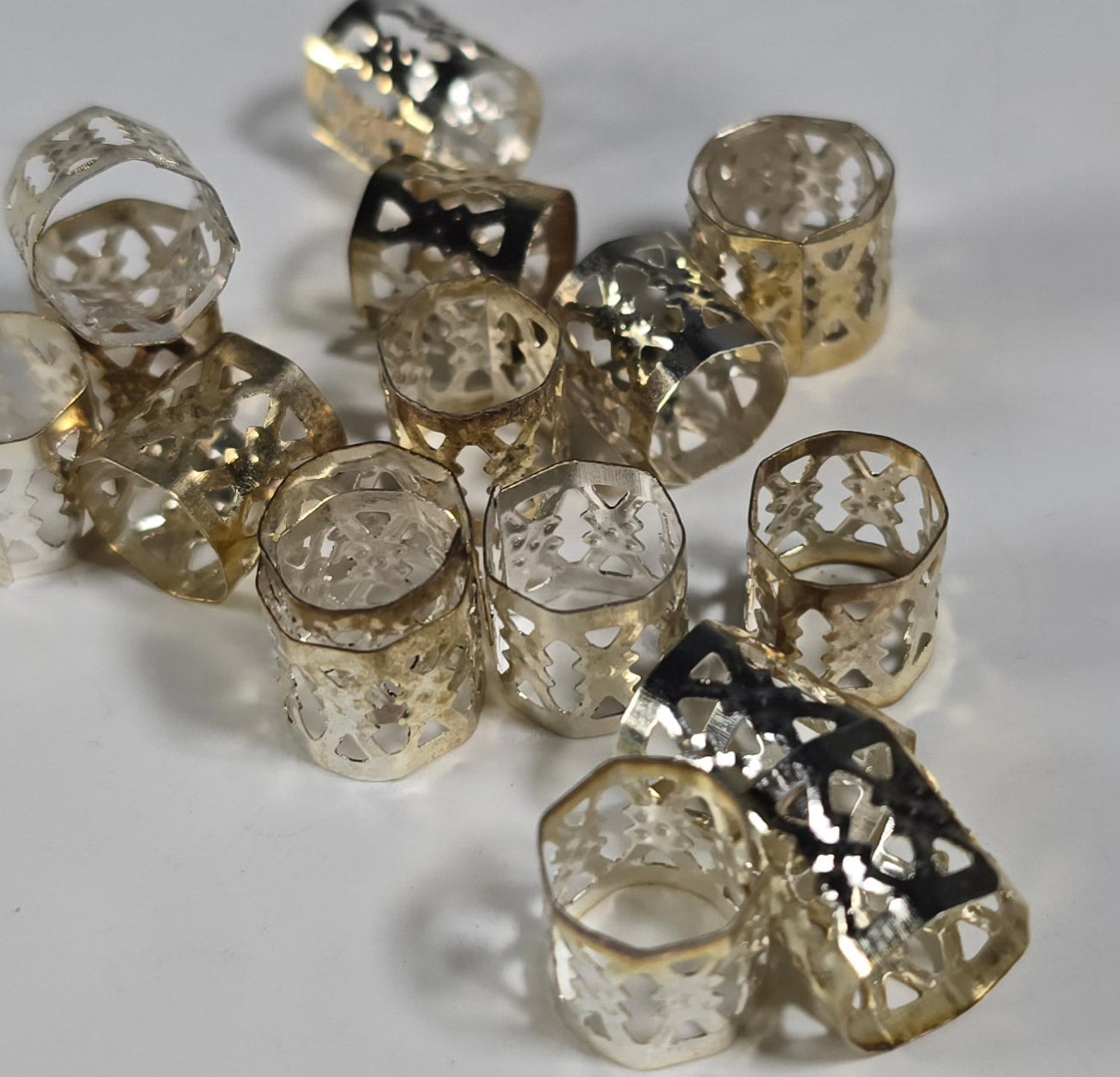 20 pack Adjustable 4-10mm Bead hole, short silver filagree Dreadlock Beads, Metal Dread Bead, Dreadlock Accessories, Loc Bead, Dread Jewelry