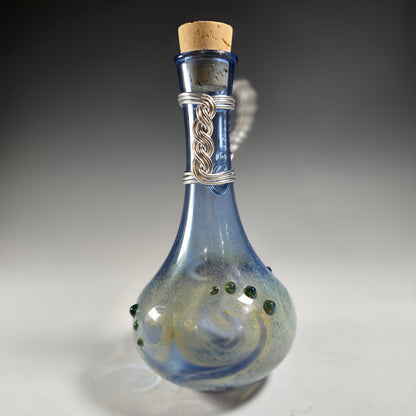 Tall Fancy Glass Potion Bottle Belt Accessories,  Handblown Glass Potion Bottle w/ wire wrapped Handle