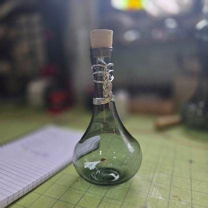 Tall Fancy Glass Potion Bottle Belt Accessories,  Handblown Glass Potion Bottle w/ wire wrapped Handle
