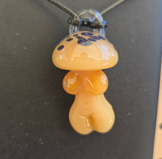 Mushroom Goddess Necklace, Goddess Glass Goddess Pendant