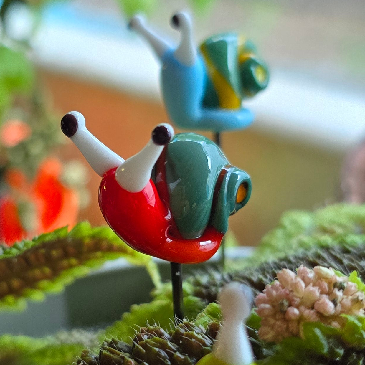 Glass Snail Plant Pals, House plant and Fairy Garden Decor