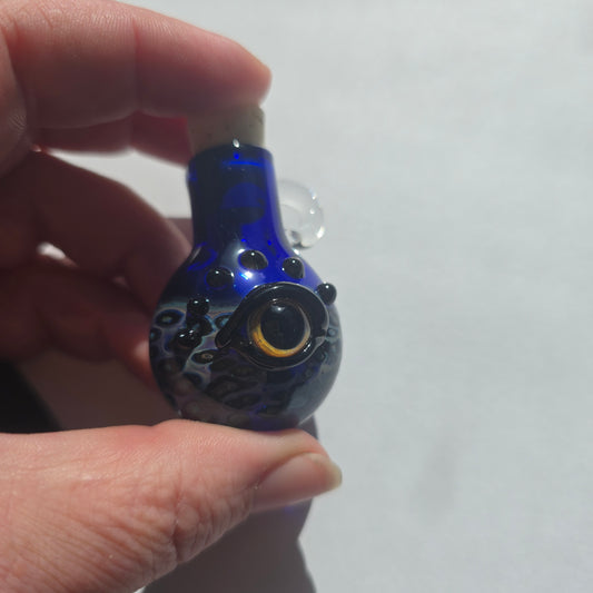 Eyeball Monster Potion Bottle Necklace, Cobalt and Black