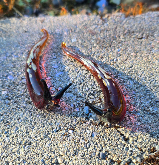Brown Slug Figurine, Handmade Glass Slug Figurine