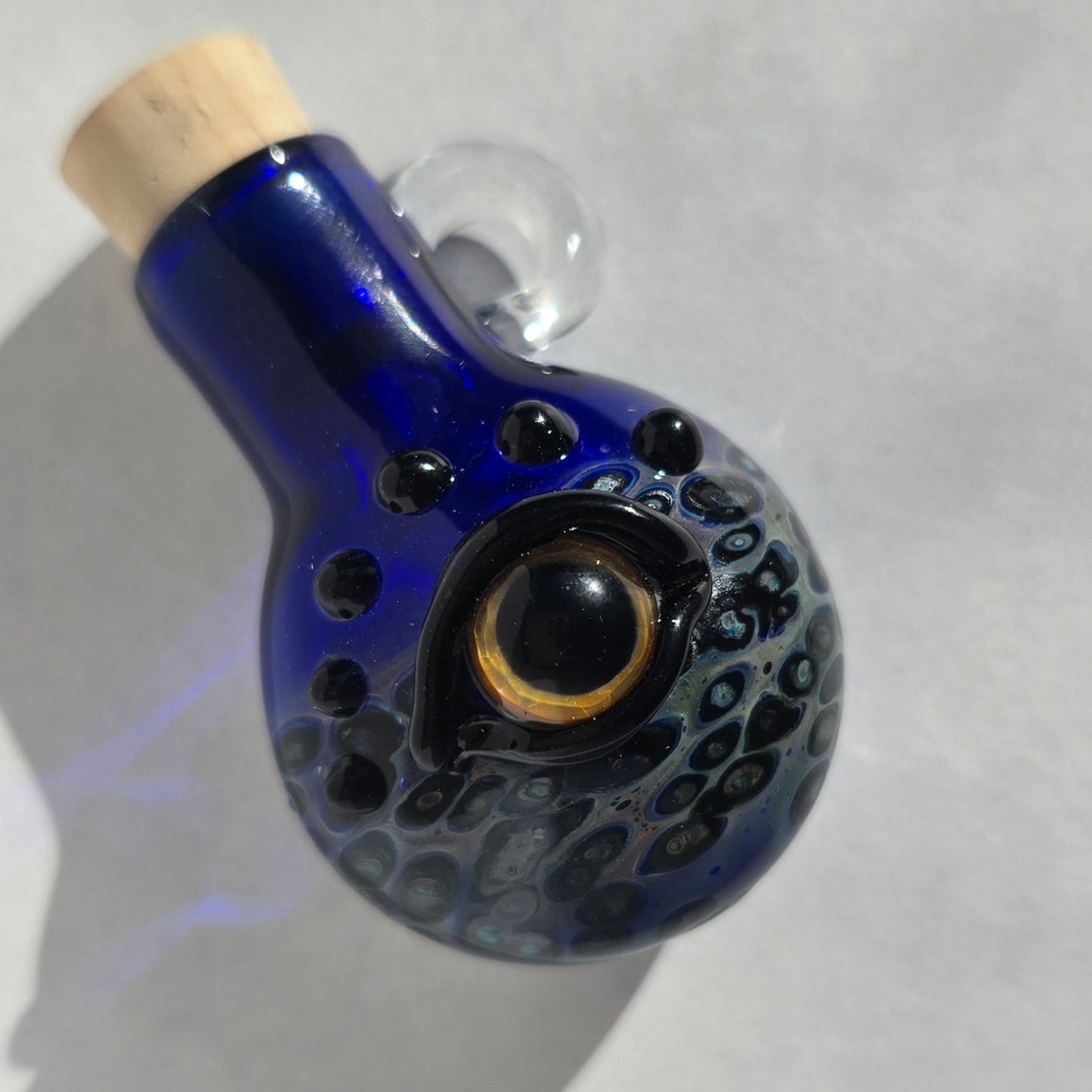 Eyeball Monster Potion Bottle Necklace, Cobalt and Black