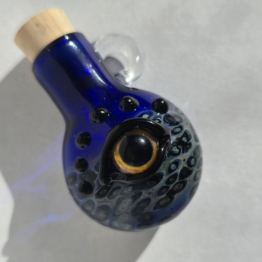 Eyeball Monster Potion Bottle Necklace, Cobalt and Black