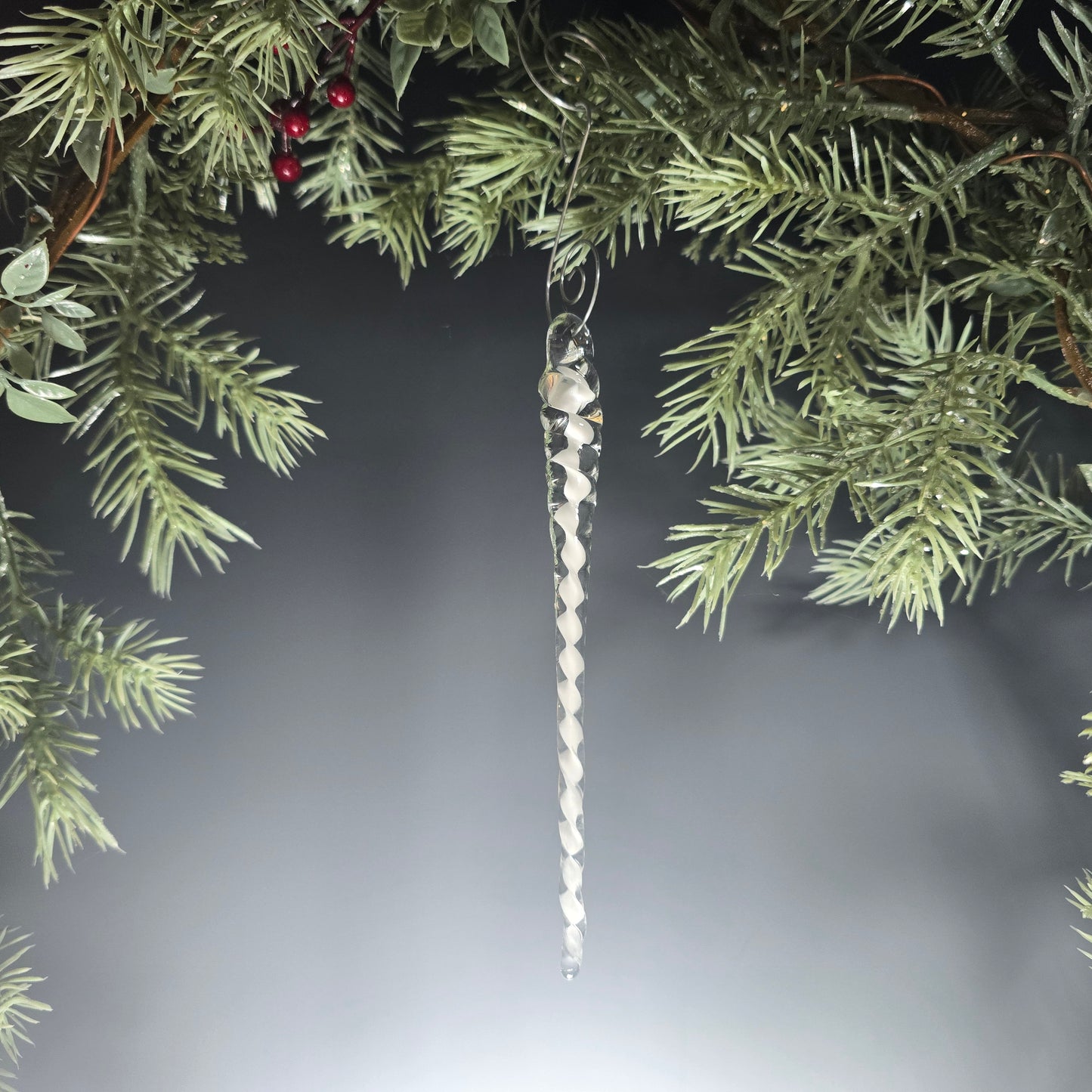 Single Glass Icicle Tree Ornament, Available in Cobalt Blue, White, Clear