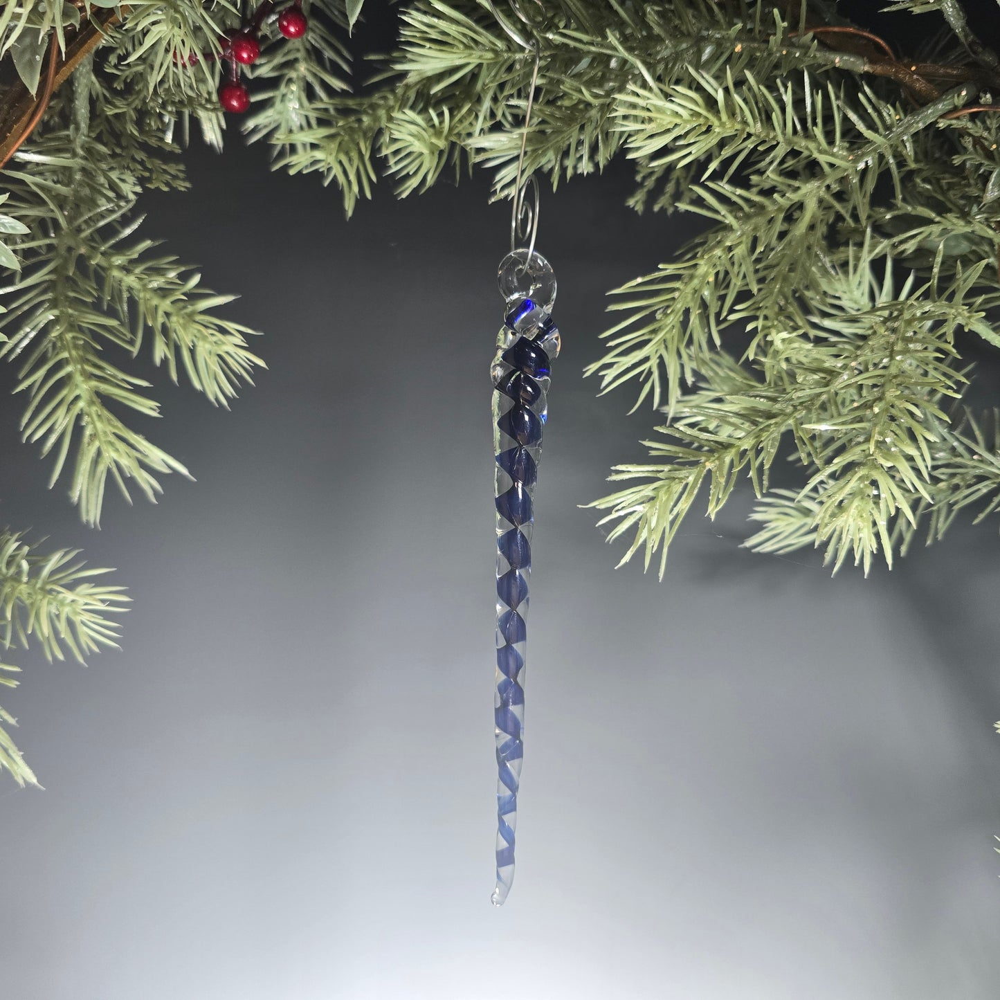 Single Glass Icicle Tree Ornament, Available in Cobalt Blue, White, Clear