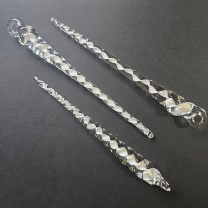 Handmade Glass Icicles, 3 Pack, Glass Icicle Tree Ornaments