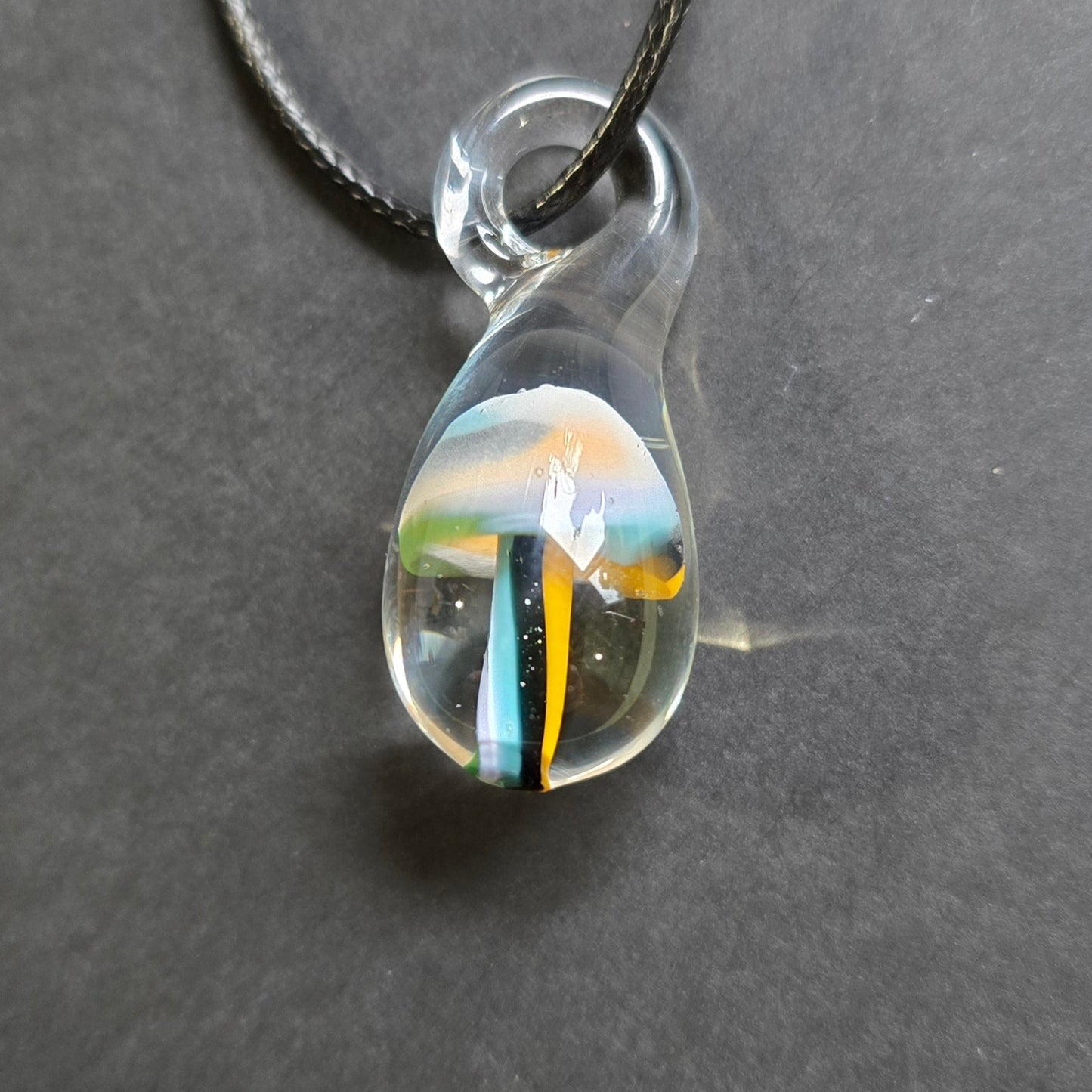 Custom Color Glass Mushroom Necklace, Magic Mushroom Jewelry, Vintage 90s Shroom Pendant