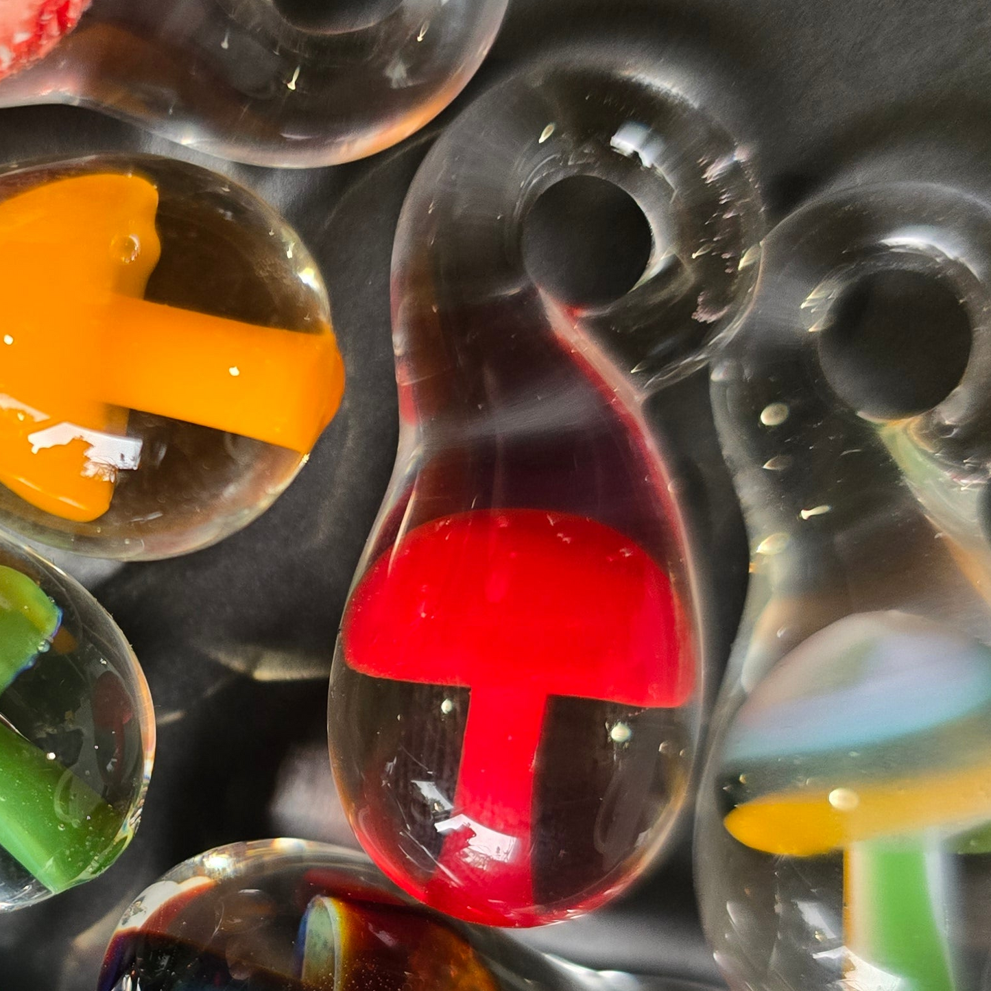 Custom Color Glass Mushroom Necklace, Magic Mushroom Jewelry, Vintage 90s Shroom Pendant