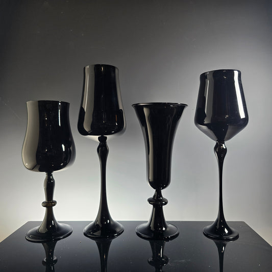 Opaque Black Glass Goblets