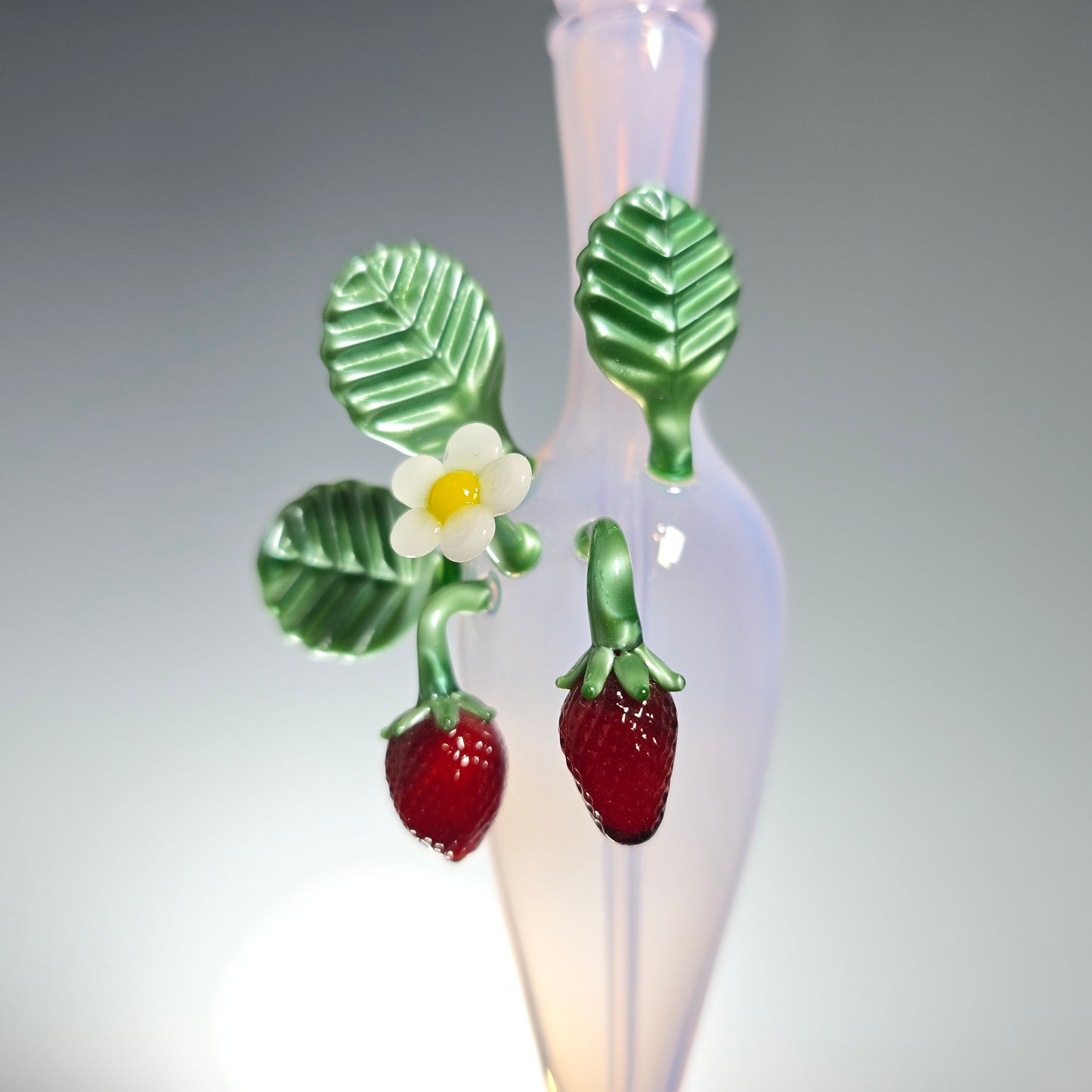 Strawberry Essential Oil Bottle - Pink Hand Blown Glass Perfume Bottle