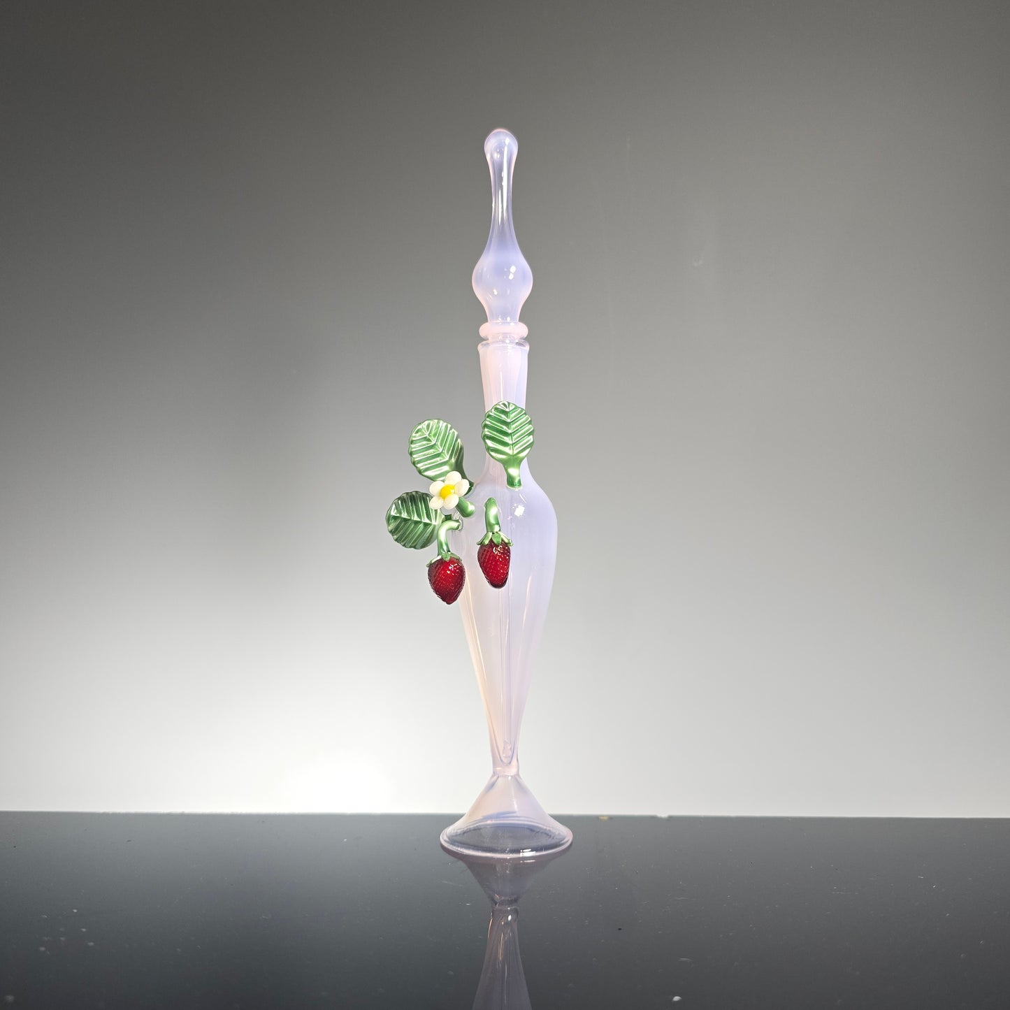 Strawberry Essential Oil Bottle - Pink Hand Blown Glass Perfume Bottle