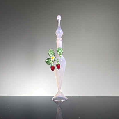 Strawberry Essential Oil Bottle - Pink Hand Blown Glass Perfume Bottle