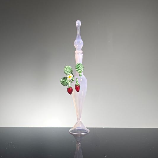 Strawberry Essential Oil Bottle - Pink Hand Blown Glass Perfume Bottle