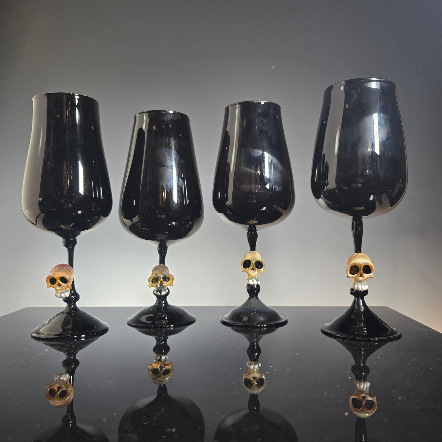 Black Skull Goblets, 2025 Black Glass Series