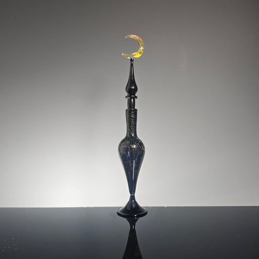Moon Perfume Potion Bottle  - Gold Dichro with Silver Moon