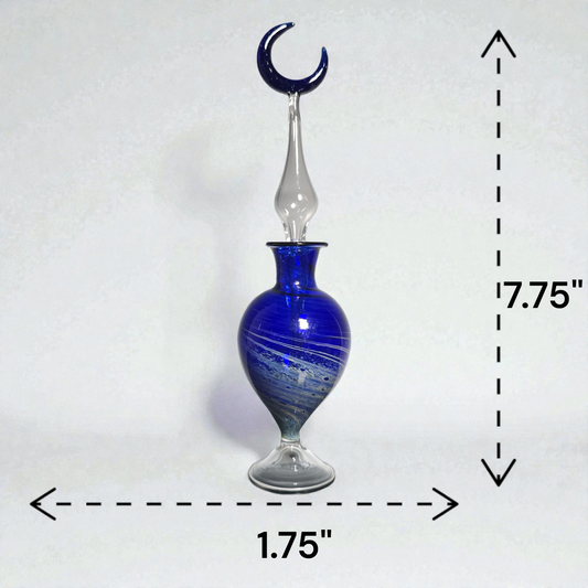 Cobalt and Clear Perfume Potion Bottle #0856