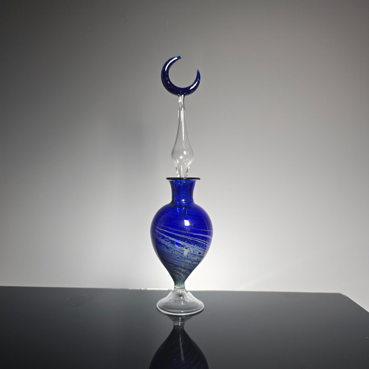 Cobalt and Clear Perfume Potion Bottle #0856