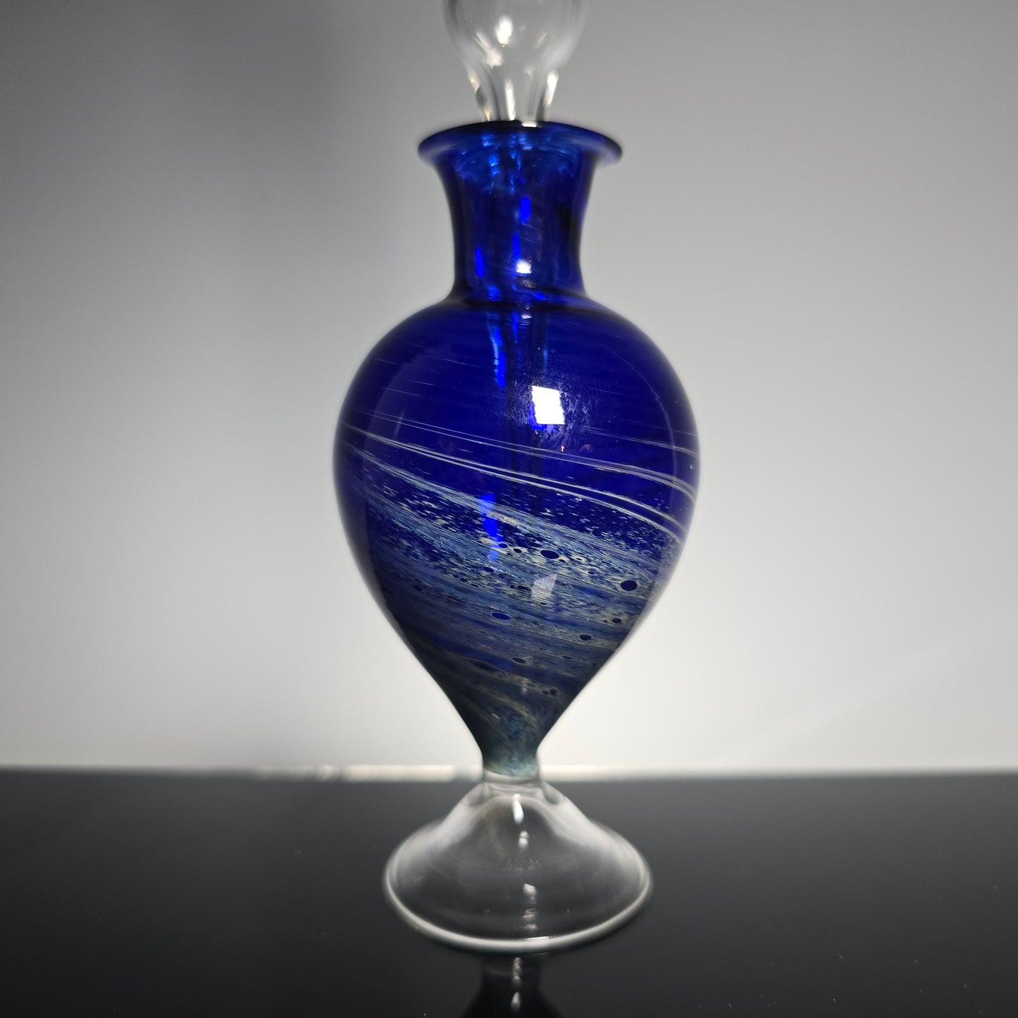 Cobalt and Clear Perfume Potion Bottle #0856