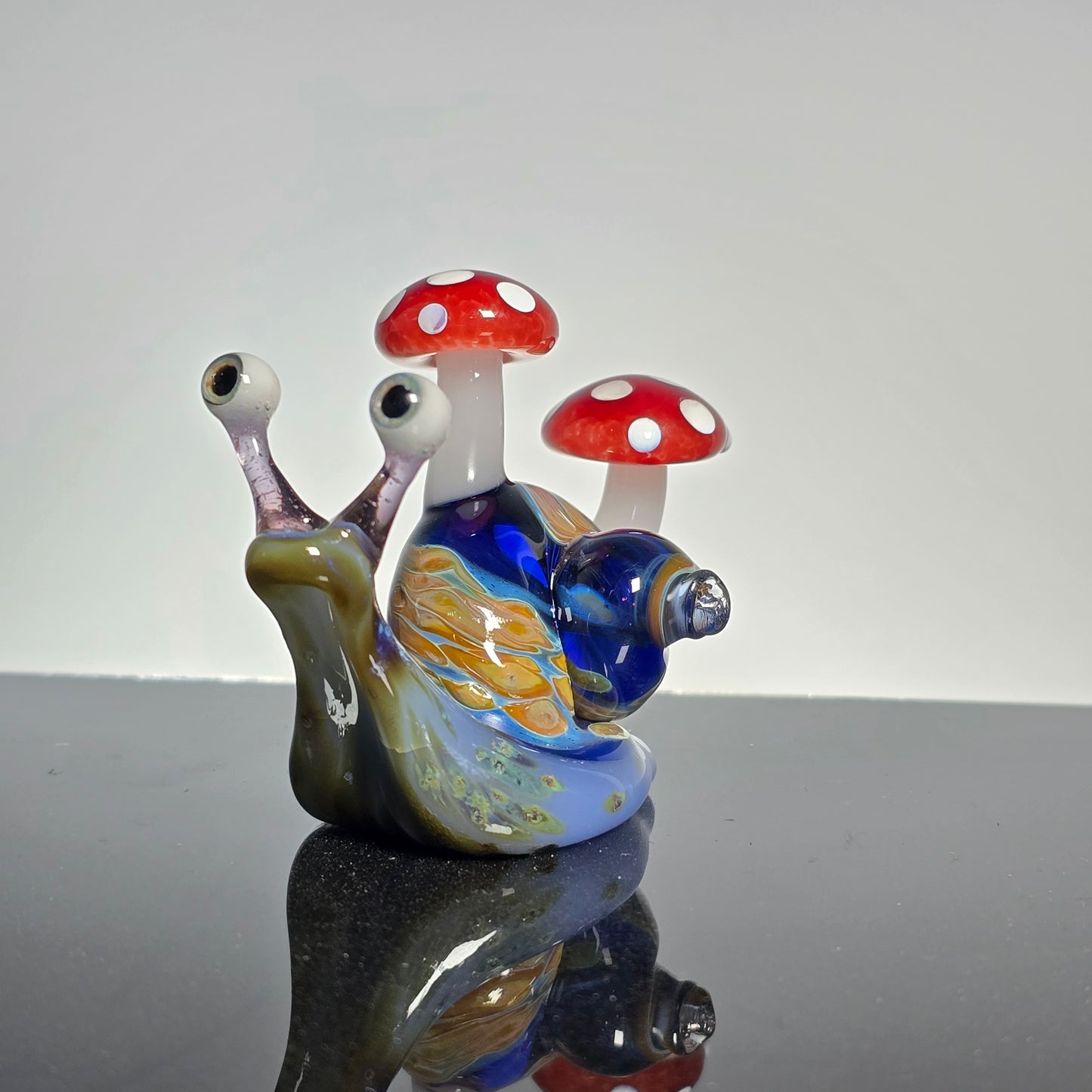 Snail Figurines with Mushrooms and Huge Eyeballs