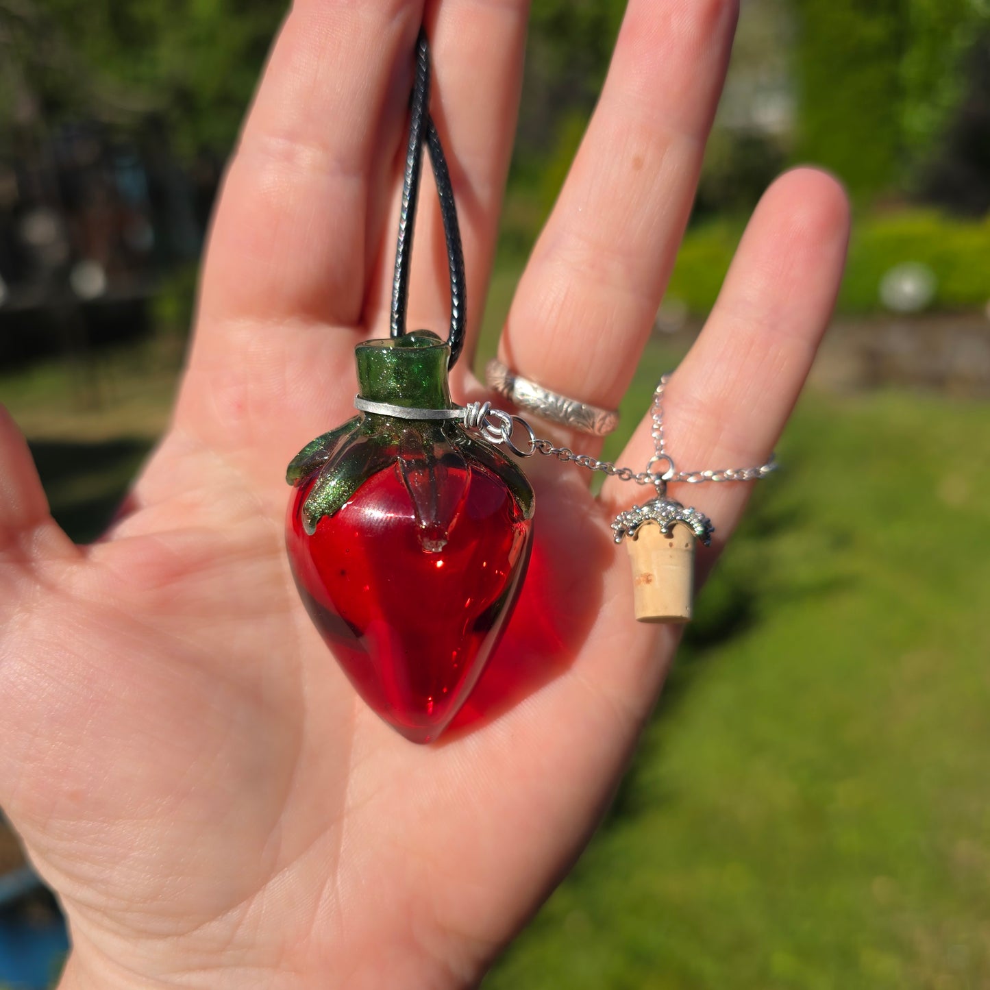 Strawberry Potion Bottle Pendant