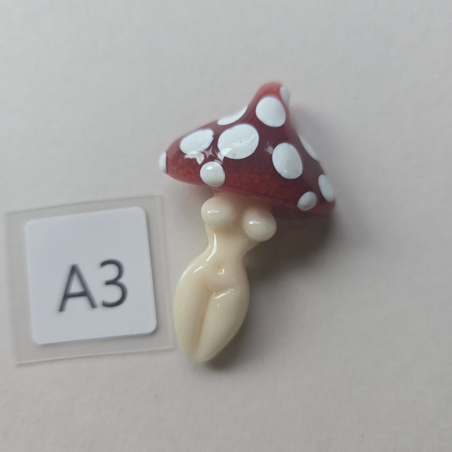 Goddess Necklace, Mushroom Goddess Glass Goddess Pendant
