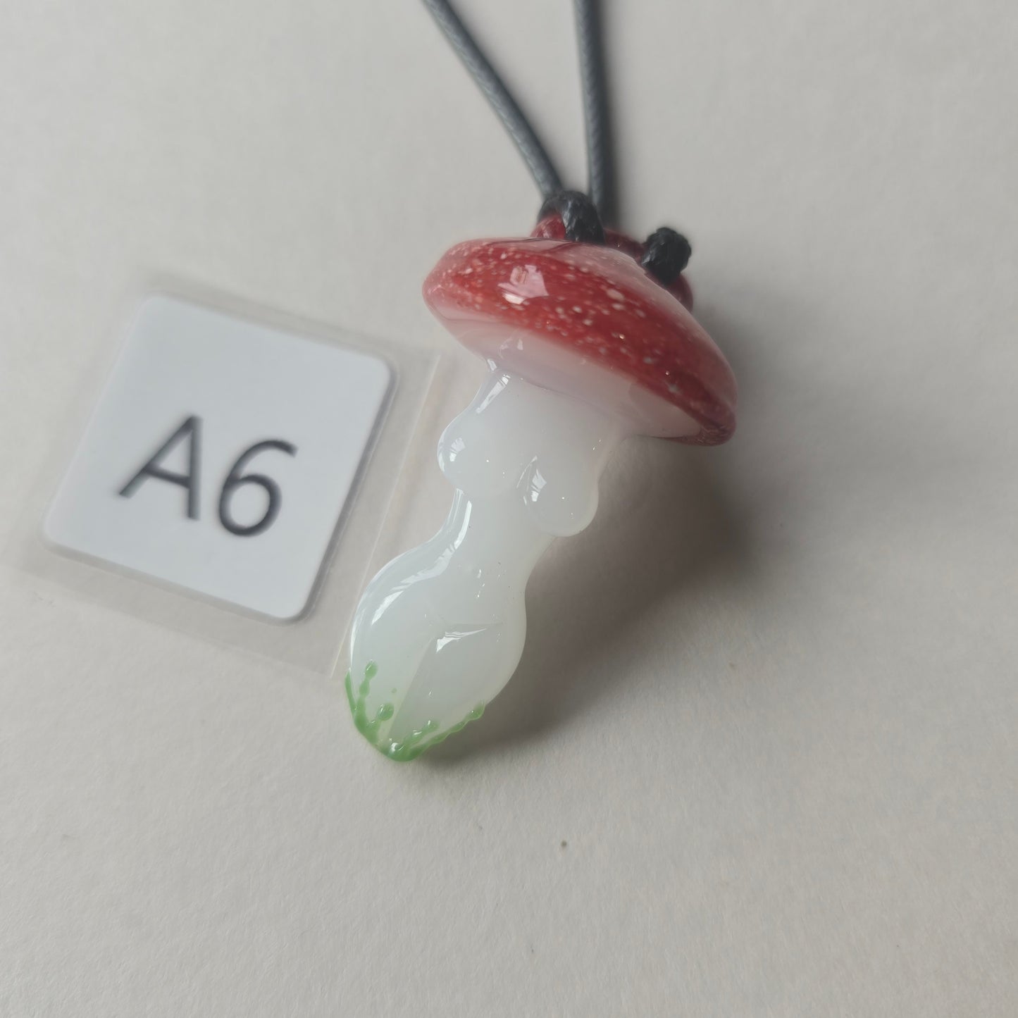 Goddess Necklace, Mushroom Goddess Glass Goddess Pendant