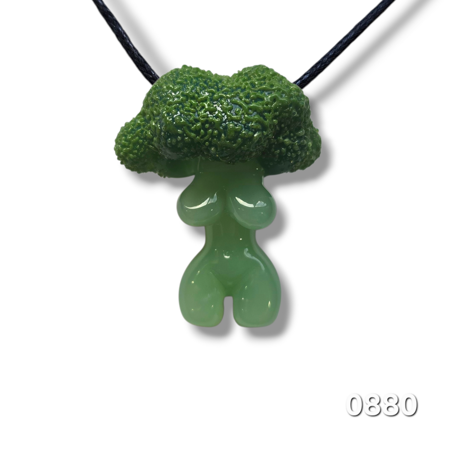 Broccoli Goddess Necklace, Goddess Glass Goddess Pendant