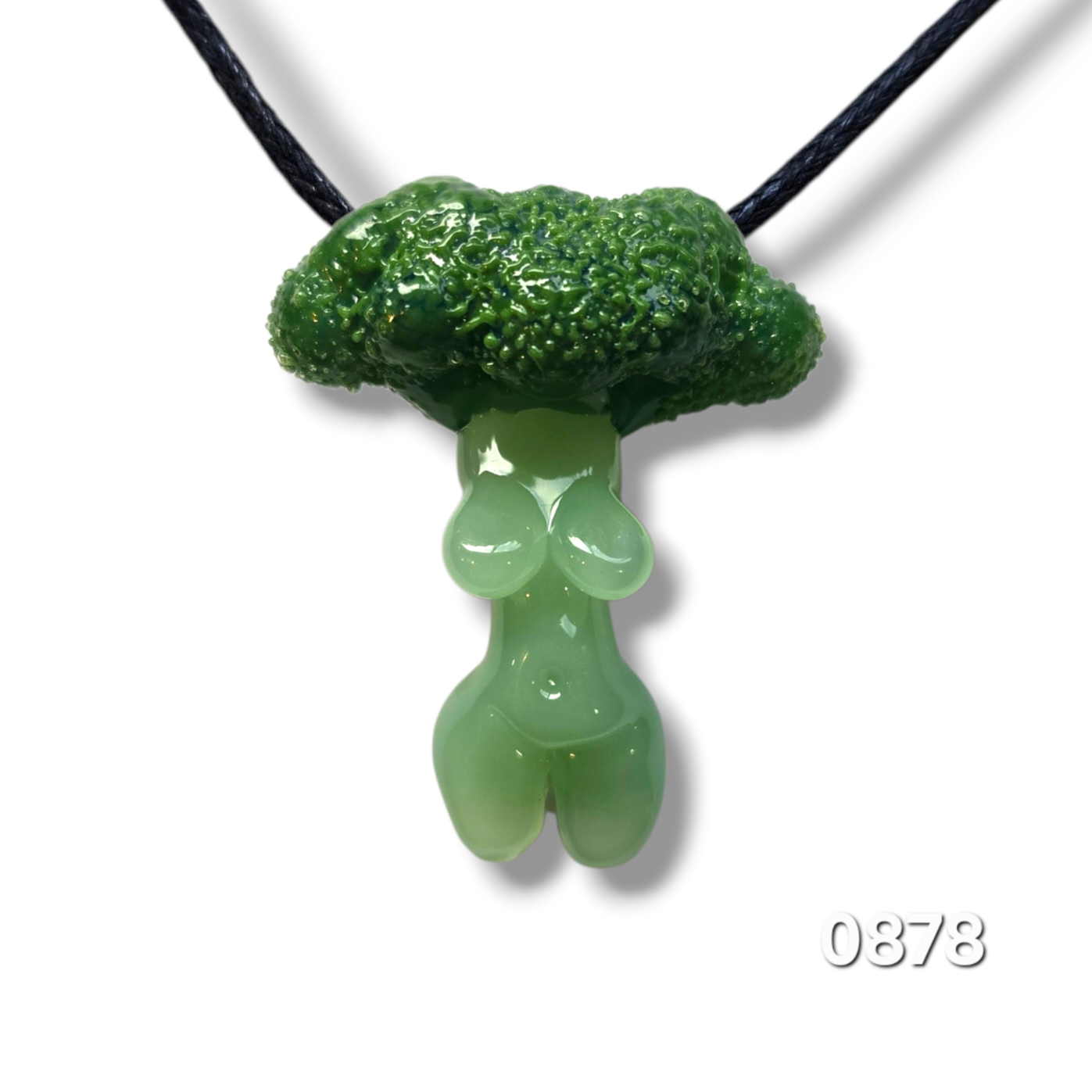 Broccoli Goddess Necklace, Goddess Glass Goddess Pendant